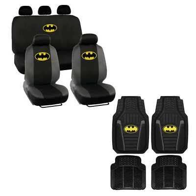 New 13pc BATMAN Classic Car Truck All Weather Rubber Floor Mats & Seat Covers