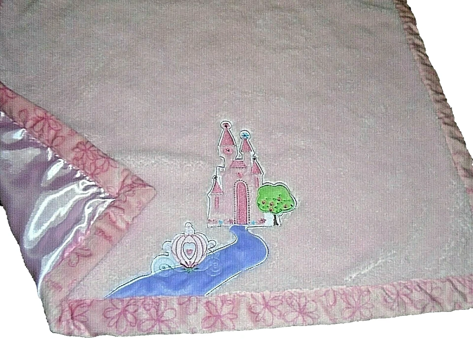 2P!¡GUAU! Manta bebé cuna satinada felpa rosa castillo cenicienta Disney 30x40 LN Foto 2 de 4