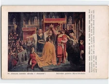 Postcard Coronation of Albert II of Germany in Prague 1438 Painting