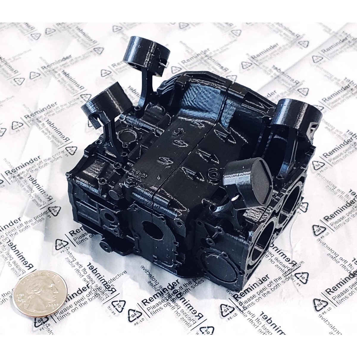 Engine Model Business Card Holder - Silver Resin Pen & Card Holder For Car Enthusiasts