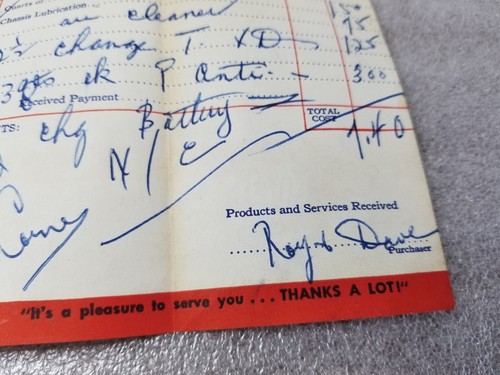 1954 Esso Car Maintenance Ticket Receipt - Picture 2 of 6