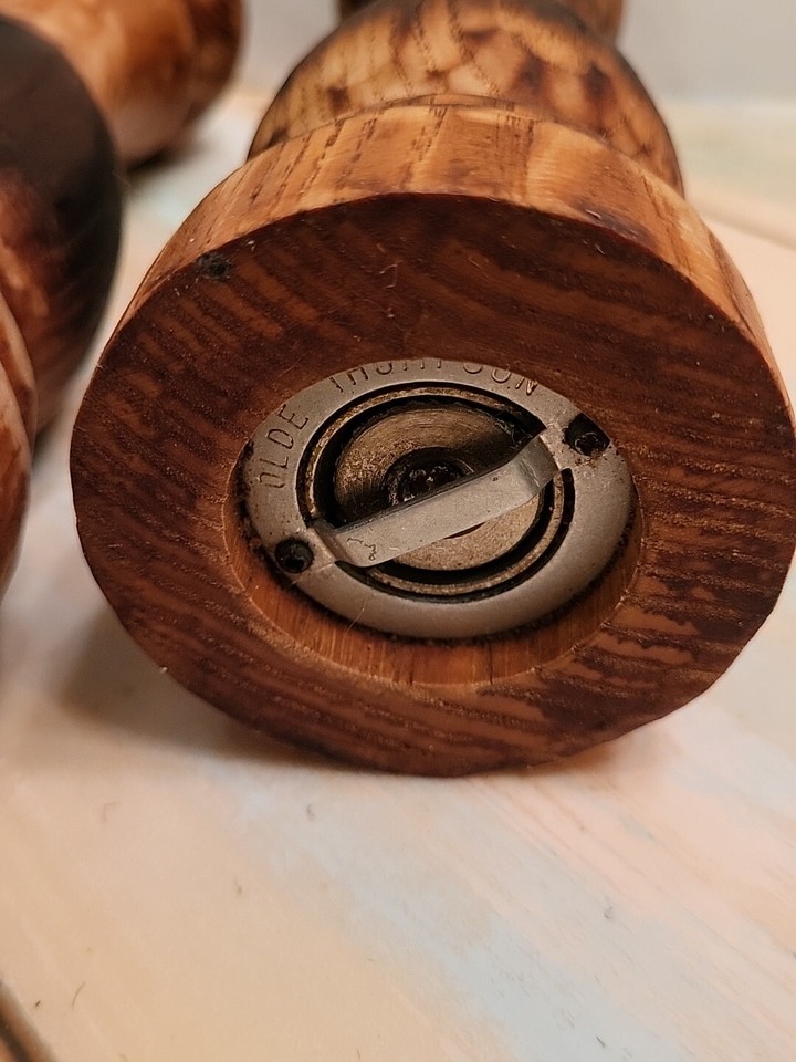 Wooden Salt Shaker And Pepper Grinder Torched Wood Used eBay