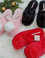 VICTORIA'S SECRET POMPOM FLUFFY SLIPPERS PICK SIZE  COLOR