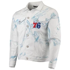 FISLL NBA Men's Philadelphia 76ers Team Classic Denim Jacket