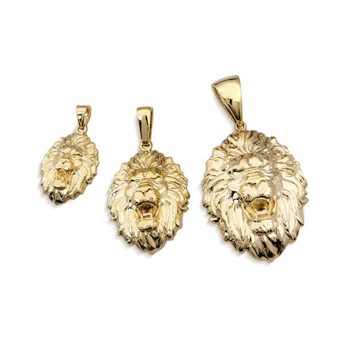 Real 14K Yellow Gold Lion Pendant, 3 Sizes, Solid Gold Leo Pendant - Picture 9 of 10