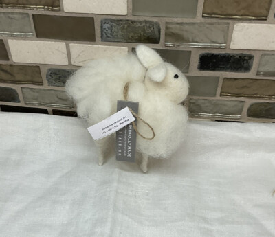 NIP Pottery Barn Holiday Handcrafted Wool Sheep Christmas Tree Ornament