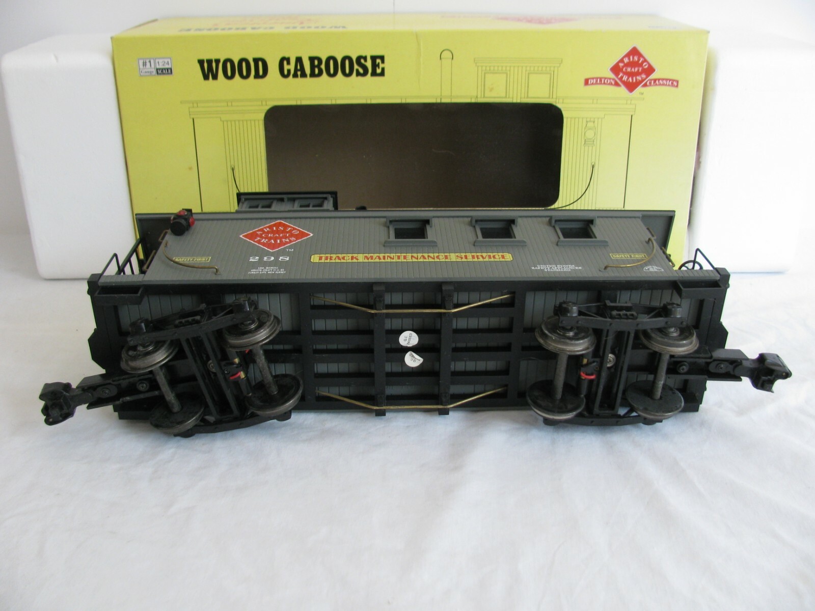 Aristo Craft Delton Lighted Track Maintenance Long Caboose 1998 Club Car #82198 Wysoko oceniane ★