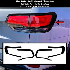 Black Border Tail Light Rear Precut Tint Overlay Vinyl For 14-21 Grand Cherokee