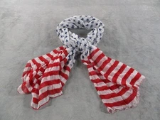 Vintage Joy Susan Womens American Flag Scarf Wrap 70x39 Lightweight GUC Flaws