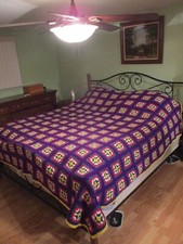 King Size Crochet Afghan Handmade Granny Squa...