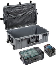 Charcoal Pelican 1595 Air case with combo lid pouch. Travel Version.