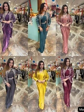 DESIGNER PRE DRAPPED SAREE BLOUSE BOLLYWOOD PARTY WEAR SAREE READY TO WEAR SAREE