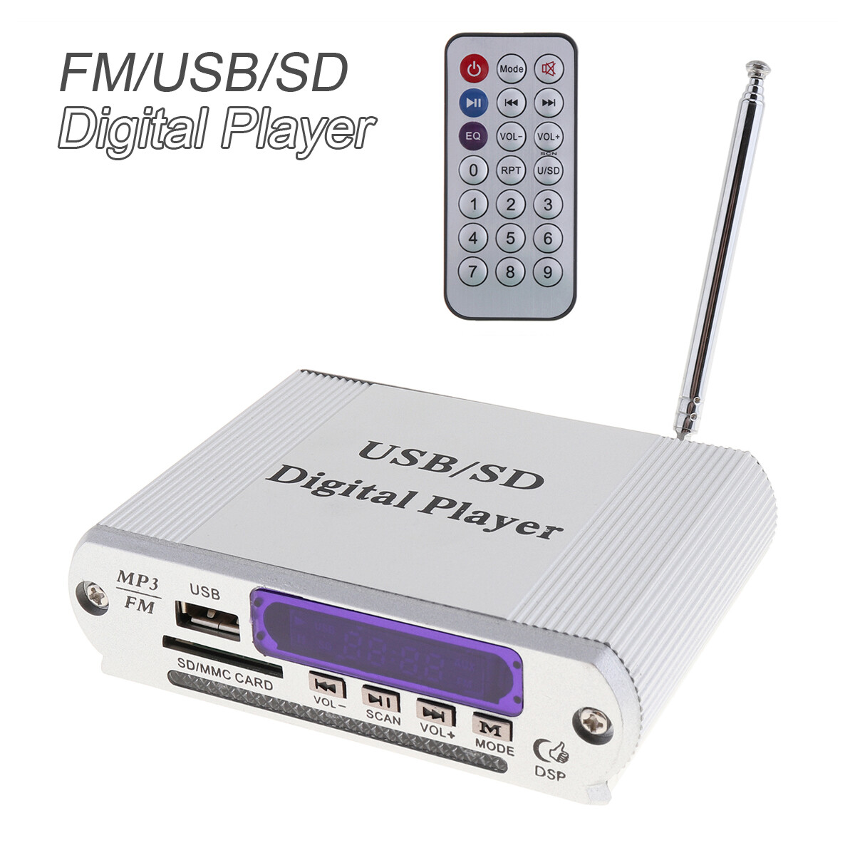 LED Display Power Amplifier Digital Audio Music Player FM/ MP3/ SD/USB/ Remote