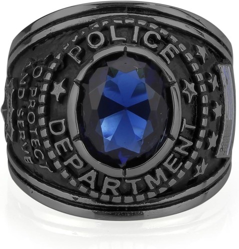 Police Officer Law Enforcement Professional Colegiate Style Stainless Steel Ring - Picture 16 of 16