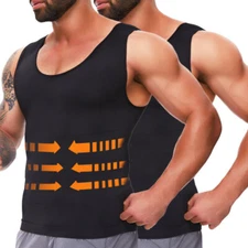 Men's Slimming Vest Tank Top Tummy Control Compression Shirt Body Shaper Waist