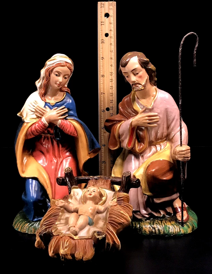 DE COLECCIÓN PAPEL MACHÉ 12" BELÉN JAPÓN 9 piezas - SANTA FAMILIA REYES PASTORES ANIMALES COMO NUEVO Foto 2 de 4