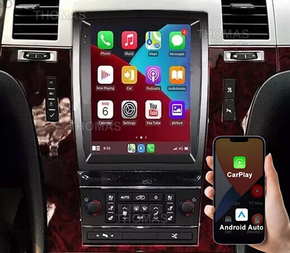 Radio estéreo para automóvil 64G CarPlay Android 14 para Cadillac Escalade 2007-2014 navegación GPS Foto 3 de 4
