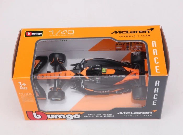 Bburago 1:43 2024 F1 Miami GP McLaren MCL38 #4 Lando Norris Model Car IN BOX - Image 4 of 4