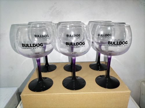 2 Set Completi 6 Bicchieri Di Vetro Calici Ballon Gin Bulldog Nero E Trasparente - Bild 8 von 12