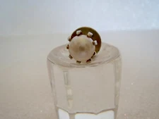 Vintage 7mm Pearl Yellow Gold Plated Men's TIE TAC Lapel Pin TIE PIN