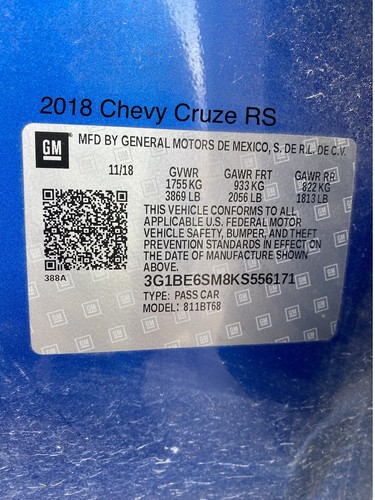 2016-2019 Chevy Cruze Rear Left/Right Side Door Speaker OEM 39035166 - Picture 11 of 12