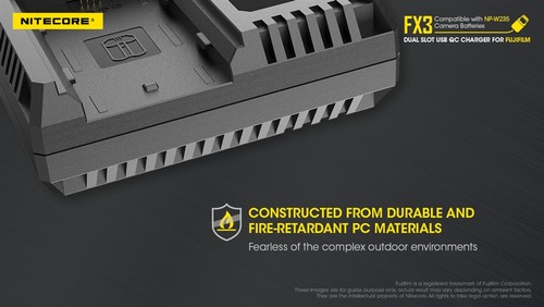 Nitecore FX3 Dual Slot USB-C QC Fast Battery Charger for Fujifilm NP-W235 - Picture 7 of 12