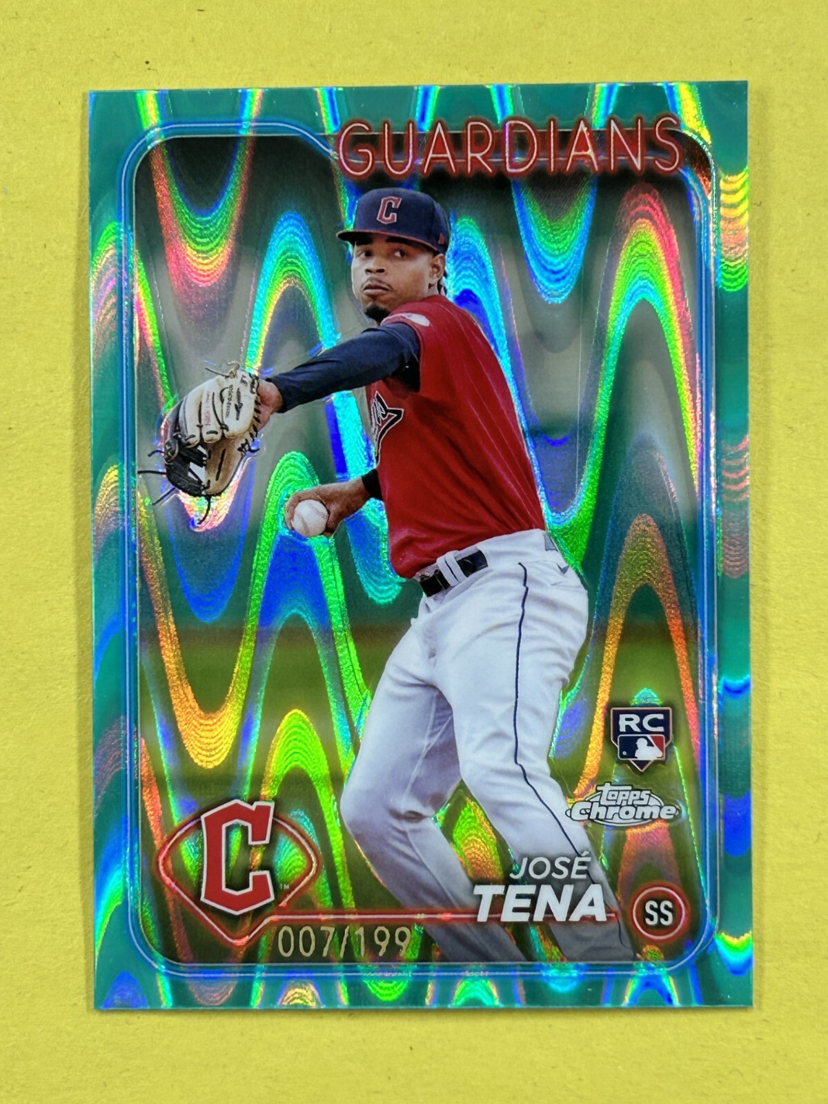 Jose Tena Rookie Card 2024 Topps Chrome #29, Aqua Raywave Refractor, SN 007/199