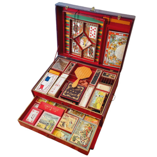 X-Rare Antique 1900 ‘Les Jeux et Jouets’ French Game Wooden Box Compendium