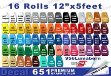 16 rolls 12" Adhesive Backed Vinyl for Craft Die & Sign Cutters, Quality Product