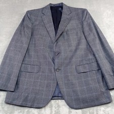 Daniel Cremieux Loro Piana 100 Wool 44R Dark Gray Windowpane Blazer Jacket Coat