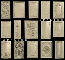 15 PCS 3D STL Model DOORS CABINETS 5 for CNC Router Aspire Cut 3D 3D Printer 