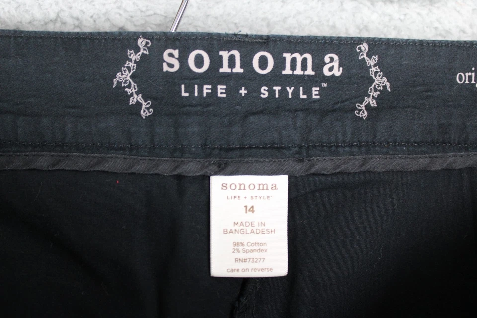 Sonoma Skort Para Mujer Talla M Negro Hasta la Rodilla Bolsillos Cremallera Botón Mezcla de Algodón Foto 3 de 4