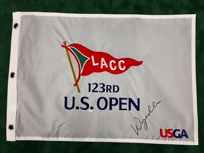 Wyndham Clark Gewinner signiert 123. US Open bei LACC Golf Flagge + Händler Echtheitszertifikat