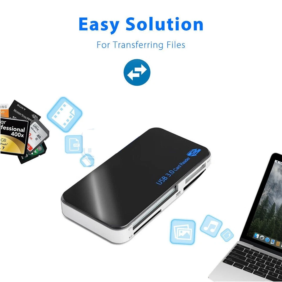 USB 3.0 Memory Card Reader Adapter 5GBPS Fit For CF/TF/SD/Micro SD/XD/M2/MS Card - Image 3 of 4