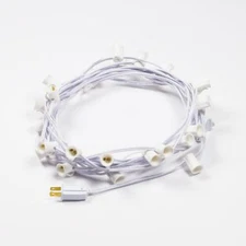 25 Socket Outdoor Patio String Light Cord Only 28FT White Cord w/ E12 Base
