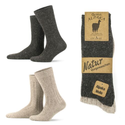 Alpaca Wool Socks 2 pairs Natural Thermal Winter Socks Hiking walking home sock - Picture 5 of 36