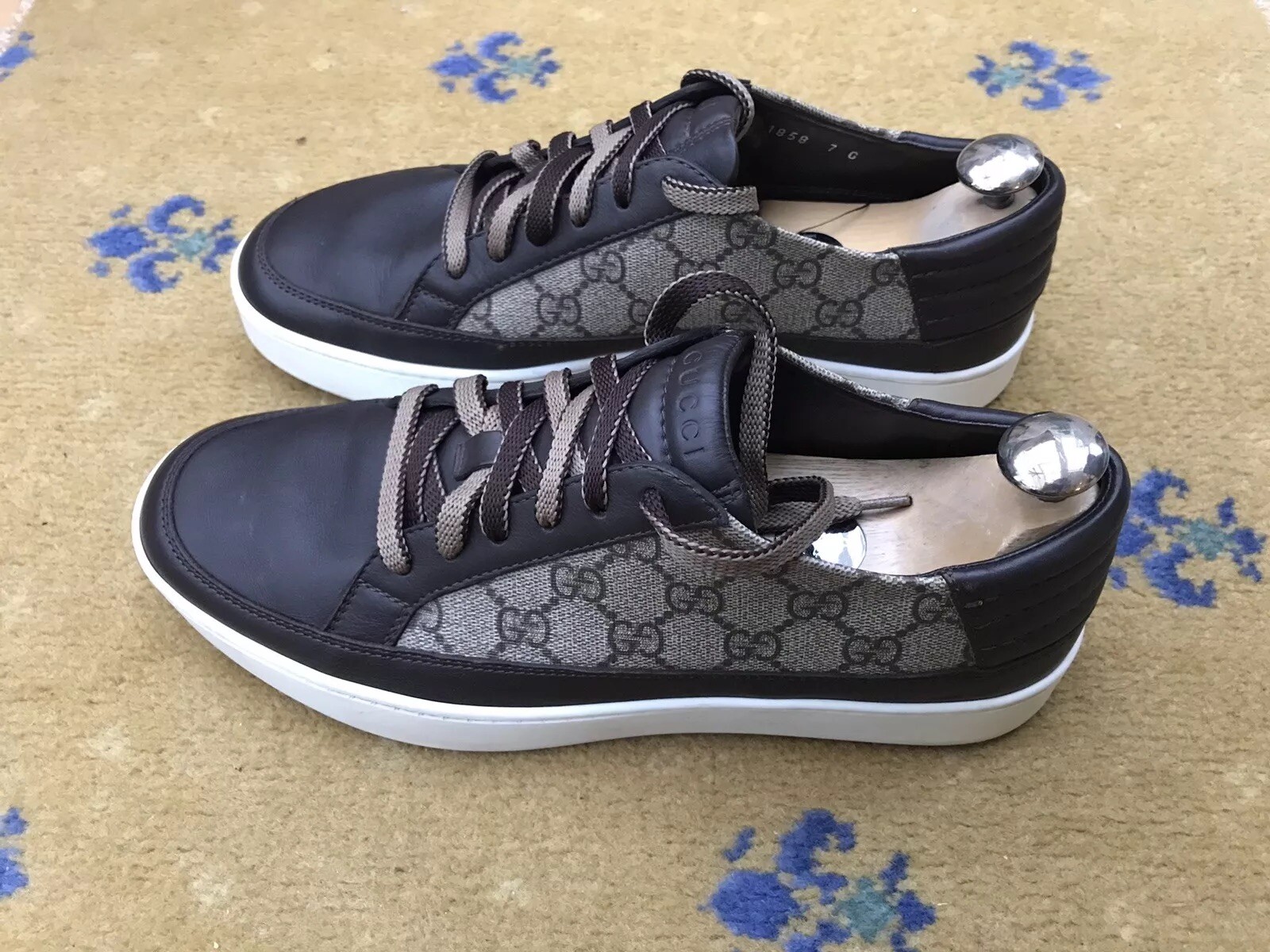 Gucci Trainers Sneaker Shoes Monogram Brown Low Top Canvas Mens UK 7 US 8 EU 41 thumbnail 5