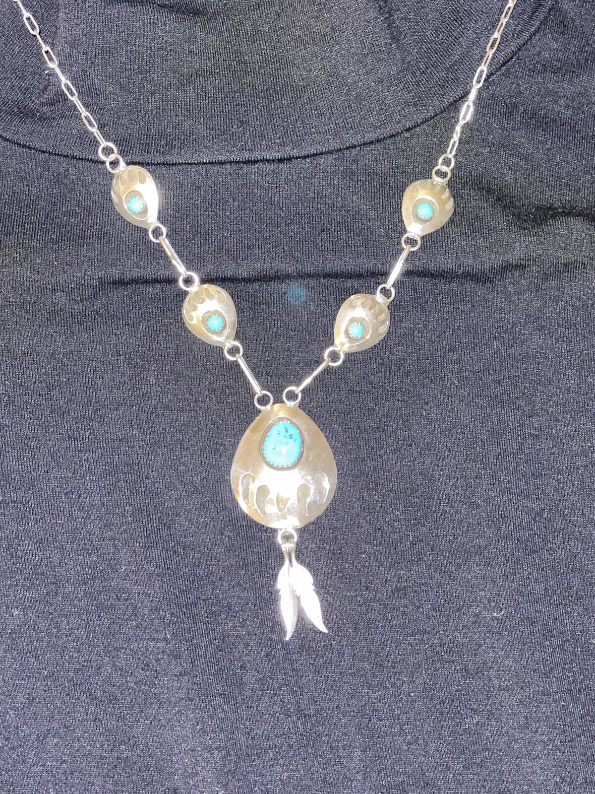 Authentic Turquoise/Silver Bear Claw Southwestern… - image 4