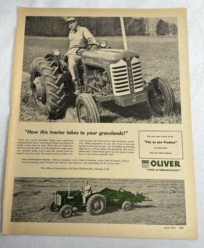 Oliver Tractor Vintage Print Ad Farmer First Farm Machinery 1957 - Picture 2 of 10