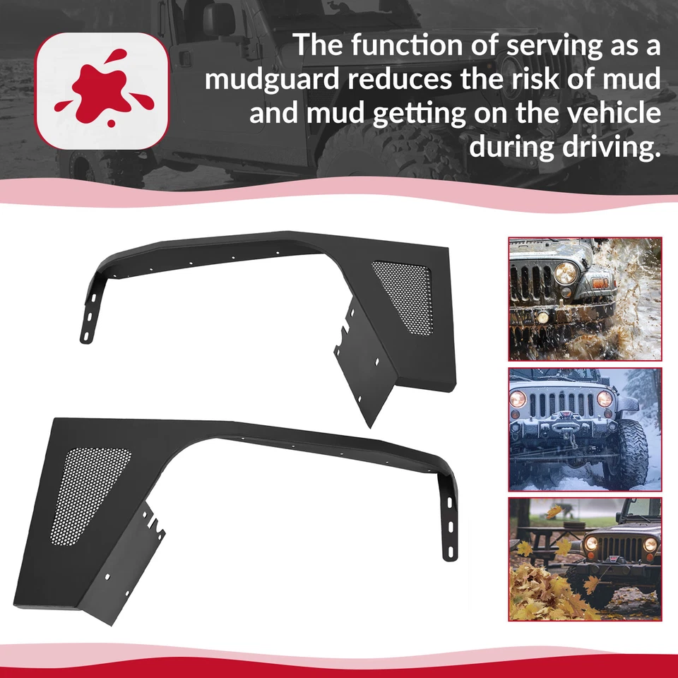 HECASA Steel Fender Flares Armor Guard w/Light for 97-06 Jeep Wrangler TJ — 第 4/4 张图片