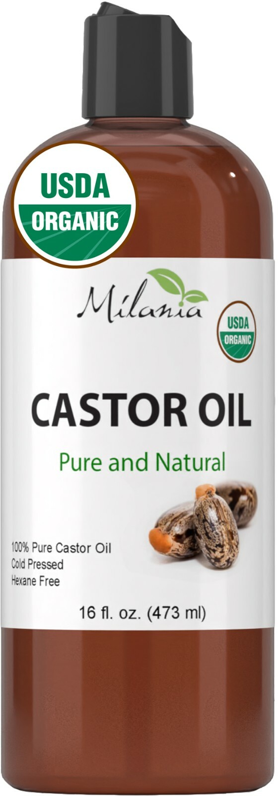 Premium Organic Castor Oil - 100% Pure and Hexane-Free Cold-Pressed Beauty 