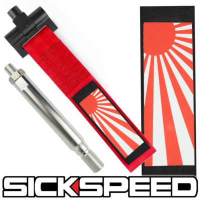 SICKSPEED RED RISING SUN FRONT BUMPER REAR RACING TOW HOOK STRAP BRZ