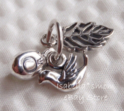 NEW Authentic PANDORA Bird~Leave FOREST TRINITY Green PERIDOT Pendant/Charm - Picture 2 of 2