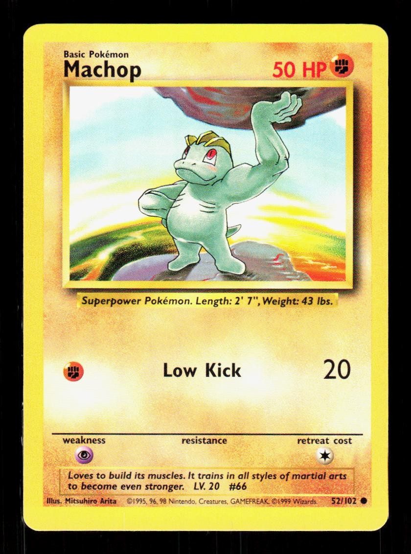 Machop 52/102 Common Base Set Unlimited Pokemon NM