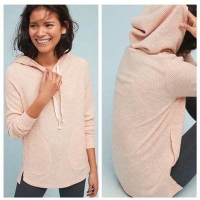 Anthropologie Postmark Rosalie Pink Knit Hoodie Women's Size XS Ribbed Hooded