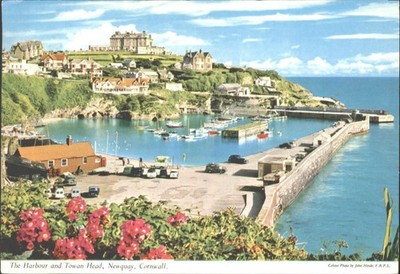 VINTAGE John Hinde Postkarte Newquay Cornwall Hafen Towan Head 1981 verschickt
