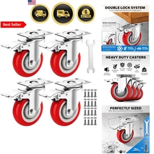 Heavy Duty Caster Wheels Set 4 Inch Locking Swivel Casters with Brakes