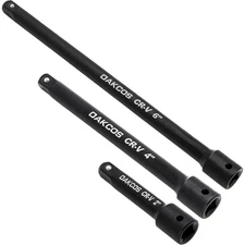 DAKCOS 3 Pieces 1/4-Inch Drive Impact Extension Bar Set Includes 2 4 6 Inch