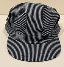 Vintage Conductor Hat Strap Back Unisex Hickory Stripe Train Engineer Railroad