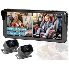 Dual Baby Car Camera System - Split-Screen Monitor